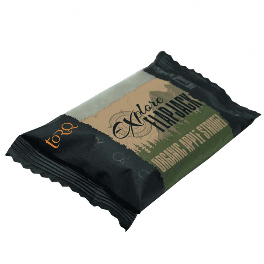 Caja de 20 barritas de avena Torq Explore Flapjack. Sabor Strudel de Manzana. Apto para veganos.